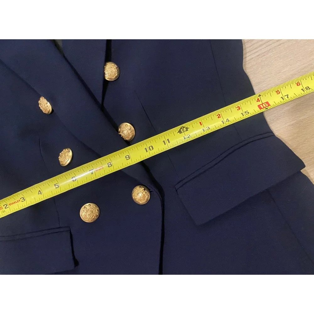Veronica Beard Miller Dickey Jacket 6 Navy Gold Double Breasted Classic Office - Picture 10 of 16